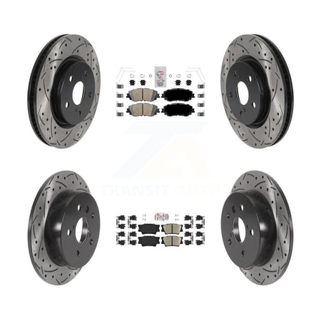 Front Rear Ceramic Pads And Coated Drilled Slotted Disc Brake Rotors Kit For Toyota Camry KDA-101309