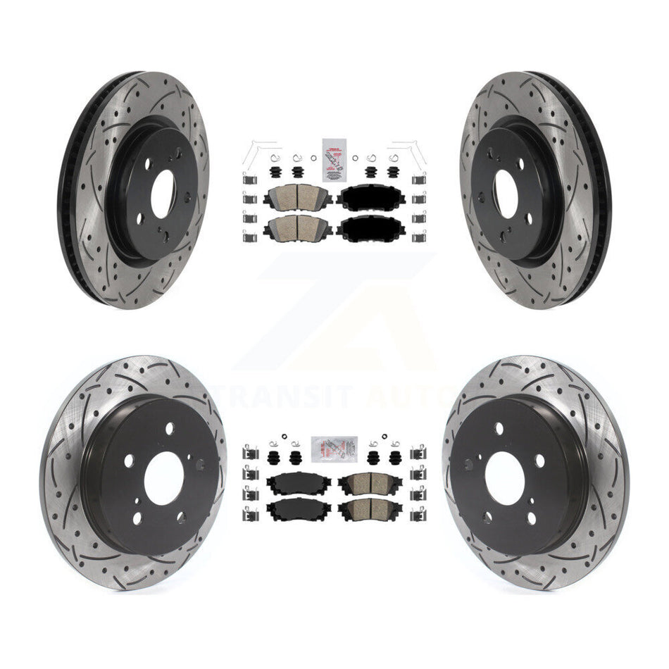 Front Rear Ceramic Pad & Drilled Slot Brake Rotor Kit For Toyota RAV4 Camry Corolla Cross KDA-101314