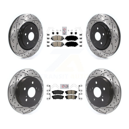 Front Rear Ceramic Pad Drill Slot Brake Rotors Kit For 2020 Toyota Camry With TRD Package KDA-101323