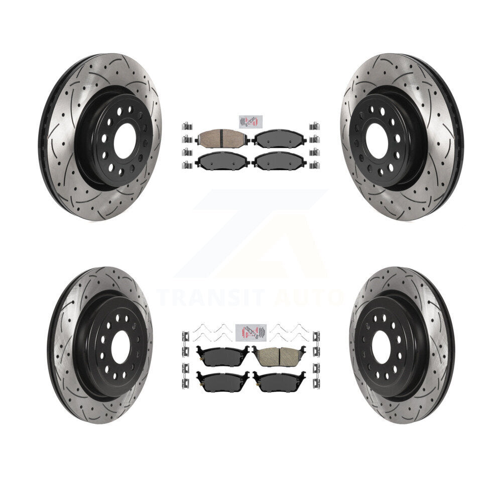 Front Rear Ceramic Pads And Coated Drilled Slotted Disc Brake Rotors Kit For Ram 1500 KDA-101337