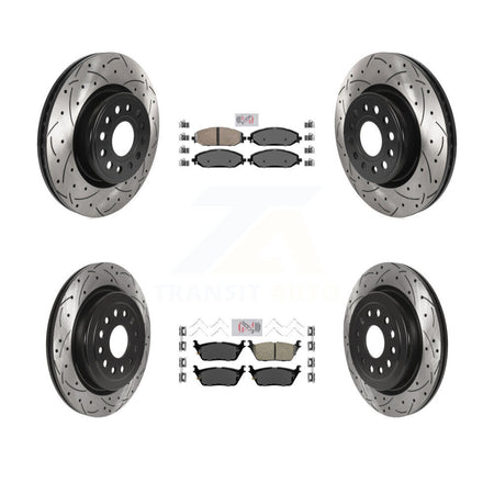 Front Rear Ceramic Pads And Coated Drilled Slotted Disc Brake Rotors Kit For Ram 1500 KDA-101337