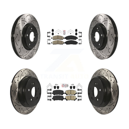 Front Rear Ceramic Pad Coat Drill Slot Disc Brake Rotor Kit For Honda Pilot Acura MDX ZDX KDA-101339