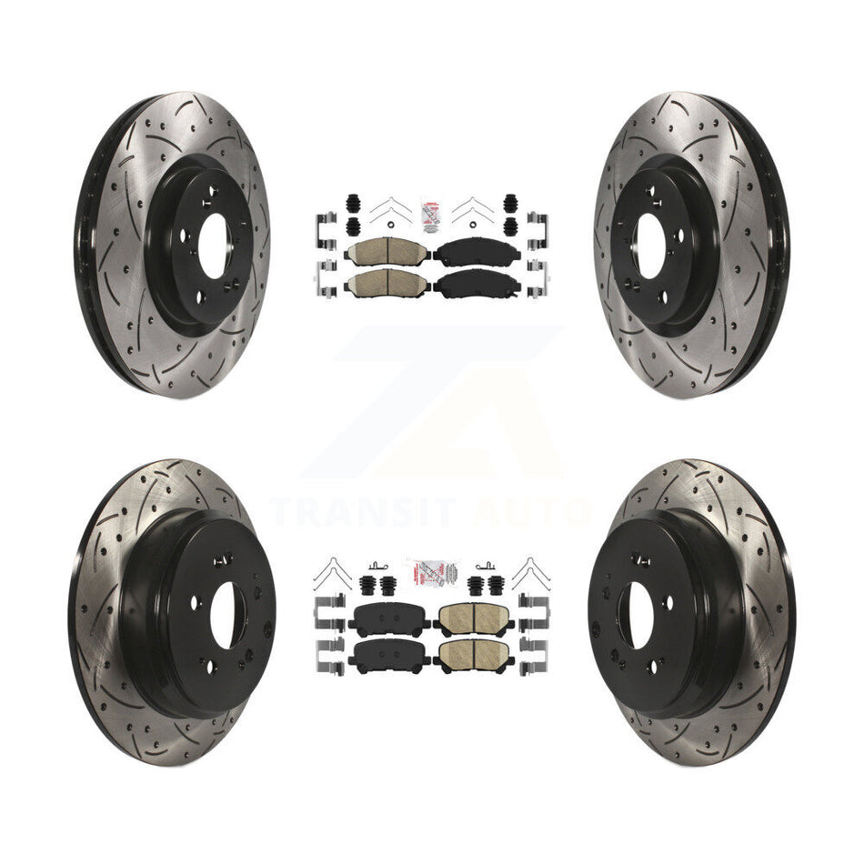 Front Rear Ceramic Pad Coat Drill Slot Disc Brake Rotor Kit For Honda Pilot Acura MDX ZDX KDA-101339