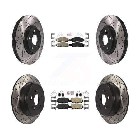 Front Rear Ceramic Pad Coat Drill Slot Disc Brake Rotor Kit For Honda Pilot Acura MDX ZDX KDA-101341