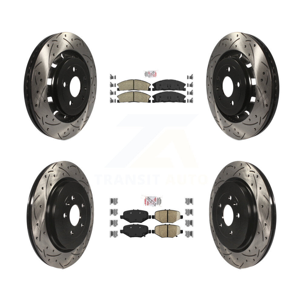 Front Rear Ceramic Pad Drilled Slot Brake Rotors Kit For Ford Explorer Flex Taurus Police KDA-101342