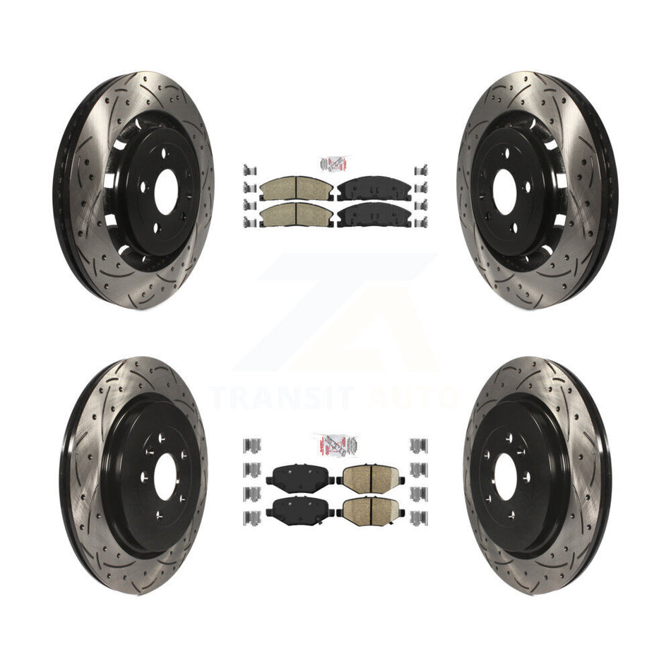 Front Rear Ceramic Pad Drilled Slot Brake Rotors Kit For Ford Explorer Flex Taurus Police KDA-101342