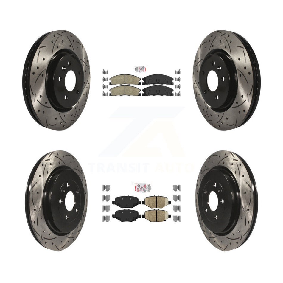 Front Rear Ceramic Pad Coat Drill Slot Disc Brake Rotors Kit For 2013 Ford Explorer Sport KDA-101343