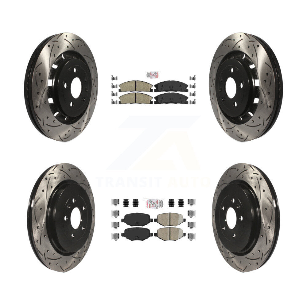 Front Rear Ceramic Pad Drilled Slot Brake Rotors Kit For Ford Explorer Police Interceptor KDA-101348