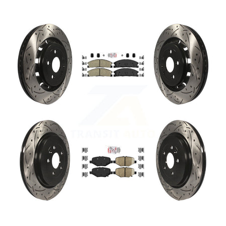Front Rear Ceramic Pad Drilled Slot Brake Rotors Kit For Ford Explorer Flex Taurus Police KDA-101354
