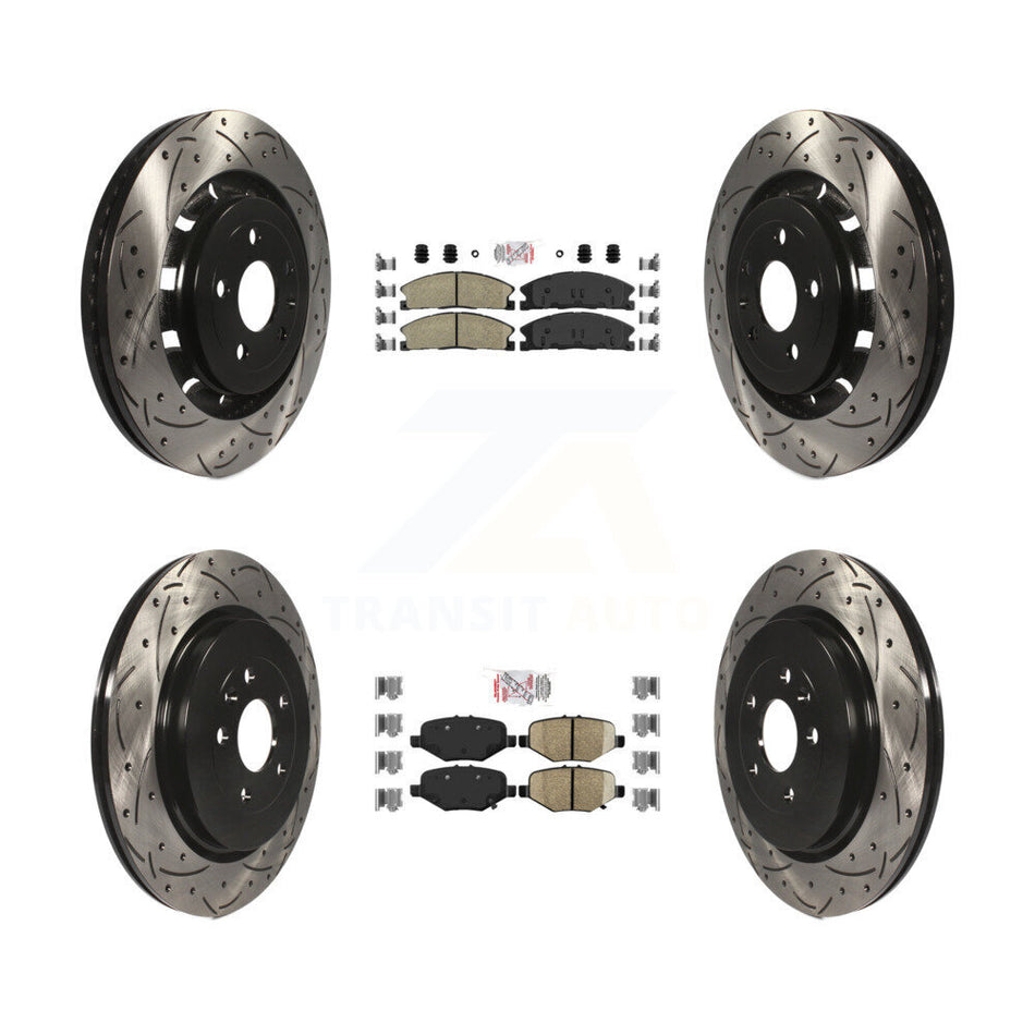 Front Rear Ceramic Pad Drilled Slot Brake Rotors Kit For Ford Explorer Flex Taurus Police KDA-101354