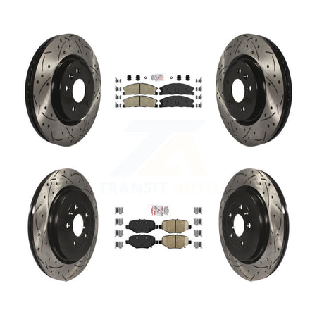 Front Rear Ceramic Pad Coat Drill Slot Disc Brake Rotors Kit For 2013 Ford Explorer Sport KDA-101355