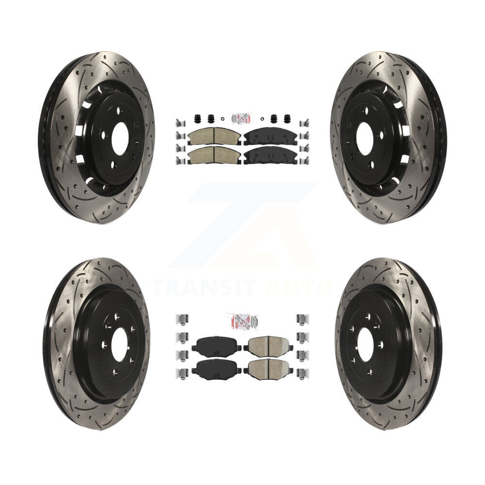 Front Rear Ceramic Pad Drilled Slot Brake Rotors Kit For Ford Explorer Police Interceptor KDA-101356