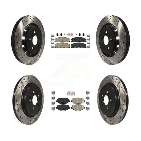 Front Rear Ceramic Pad Drilled Slot Brake Rotors Kit For Ford Explorer Police Interceptor KDA-101356