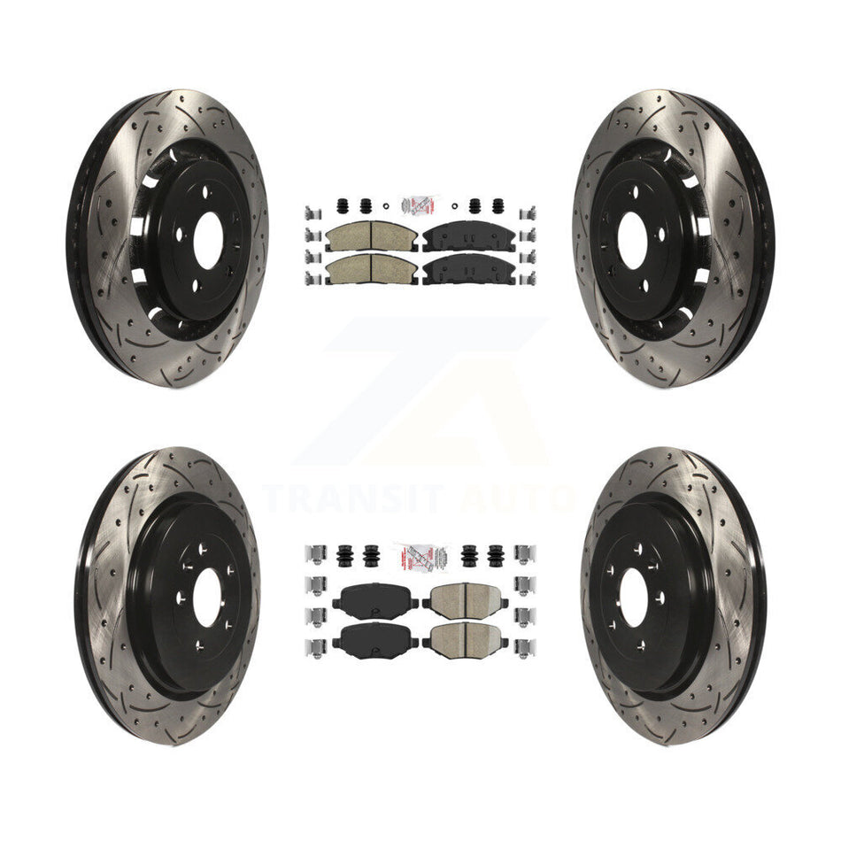 Front Rear Ceramic Pad Drilled Slot Brake Rotors Kit For Ford Explorer Police Interceptor KDA-101360