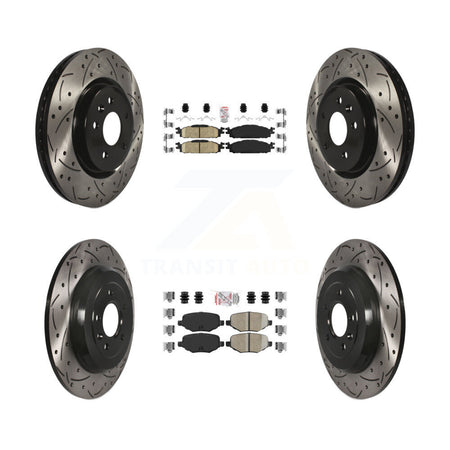 Front Rear Ceramic Pad Drilled Slot Brake Rotor Kit For Ford Explorer Flex Taurus Lincoln KDA-101377