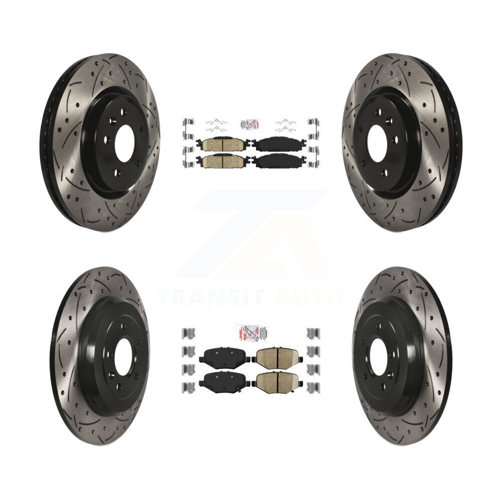 Front Rear Ceramic Pad Drill Slot Brake Rotors Kit For 15 Ford Explorer Limited/Sport/XLT KDA-101386