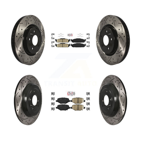 Front Rear Ceramic Pad Drill Slot Brake Rotors Kit For 15 Ford Explorer Limited/Sport/XLT KDA-101386