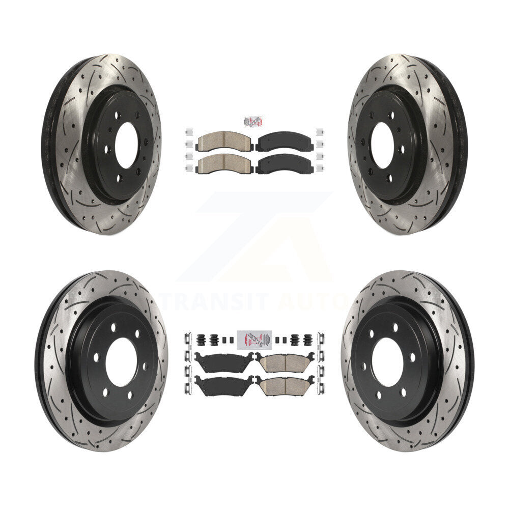 Front Rear Ceramic Pad Drill Slot Disc Brake Rotors Kit For Ford F-150 Expedition Lincoln KDA-101394