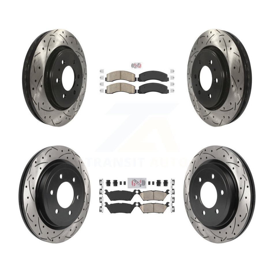Front Rear Ceramic Pad Drill Slot Disc Brake Rotors Kit For Ford F-150 Expedition Lincoln KDA-101394