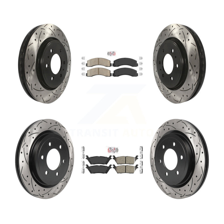 Front Rear Ceramic Pad Drill Slot Disc Brake Rotors Kit For Ford F-150 Expedition Lincoln KDA-101395