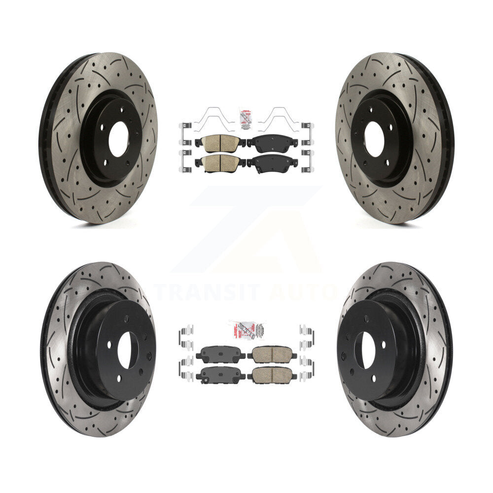 Front Rear Ceramic Pad Coated Drilled Slot Disc Brake Rotors Kit For INFINITI G37 G35 Q60 KDA-101397