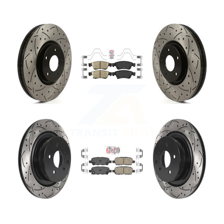 Front Rear Ceramic Pad Coated Drilled Slot Disc Brake Rotors Kit For INFINITI G37 G35 Q60 KDA-101397