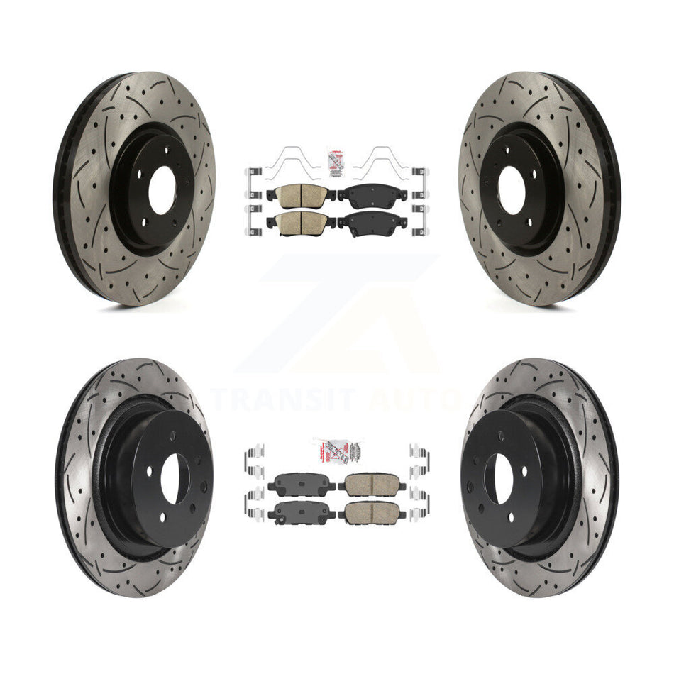 Front Rear Ceramic Pad Coated Drilled Slot Disc Brake Rotors Kit For INFINITI G37 G35 Q60 KDA-101397