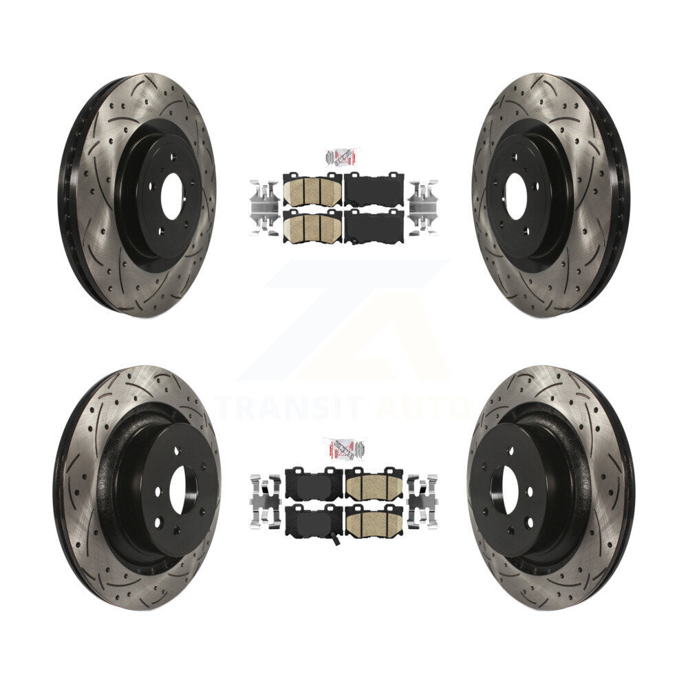 Front Rear Ceramic Pad Drill Slot Brake Rotor Kit For INFINITI G37 RWD With Brembo Brakes KDA-101398