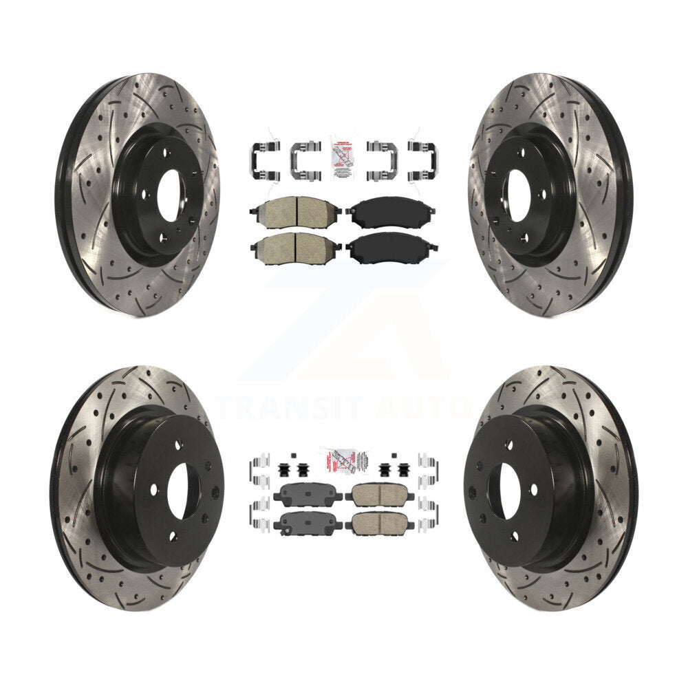 Front Semi-Metallic Rear Ceramic Pad Drill Slot Brake Rotor Kit For INFINITI EX35 M35 M45 KDA-101400