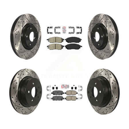 Front Semi-Metallic Rear Ceramic Pad Drill Slot Brake Rotor Kit For INFINITI EX35 M35 M45 KDA-101400