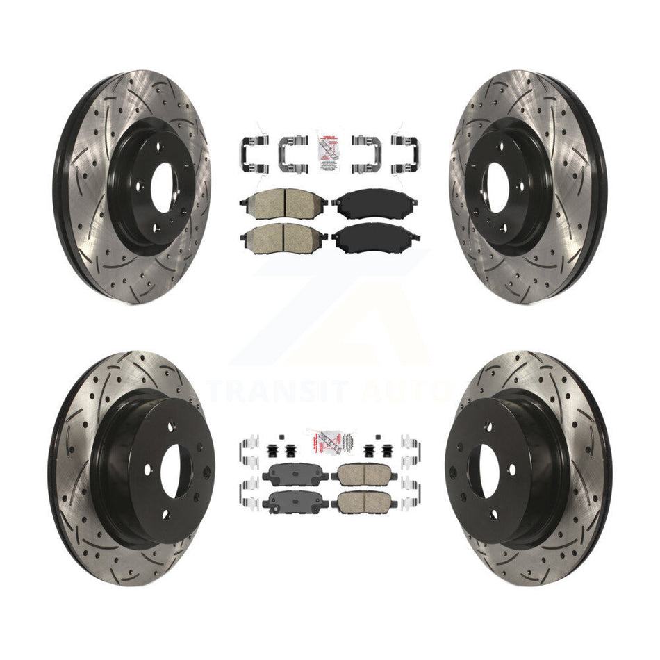 Front Semi-Metallic Rear Ceramic Pad Drill Slot Brake Rotor Kit For INFINITI EX35 M35 M45 KDA-101400