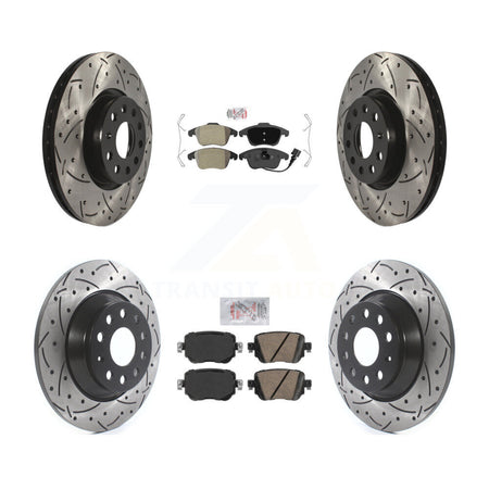 Front Semi-Metallic Rear Ceramic Pad Drill Slot Disc Brake Rotors Kit For Audi Q3 Quattro KDA-101407