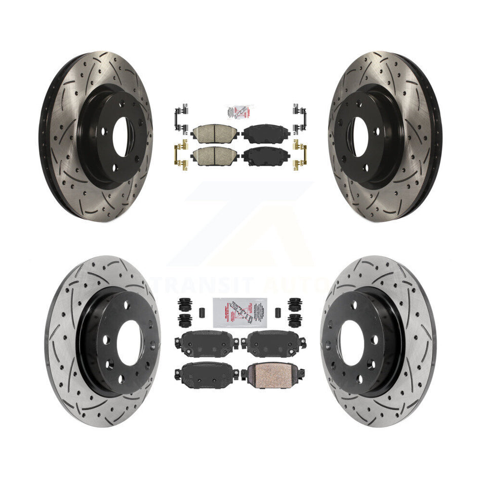Front Rear Ceramic Pad Coat Drill Slot Disc Brake Rotors Kit For 2019-2022 Mazda CX-3 AWD KDA-101415