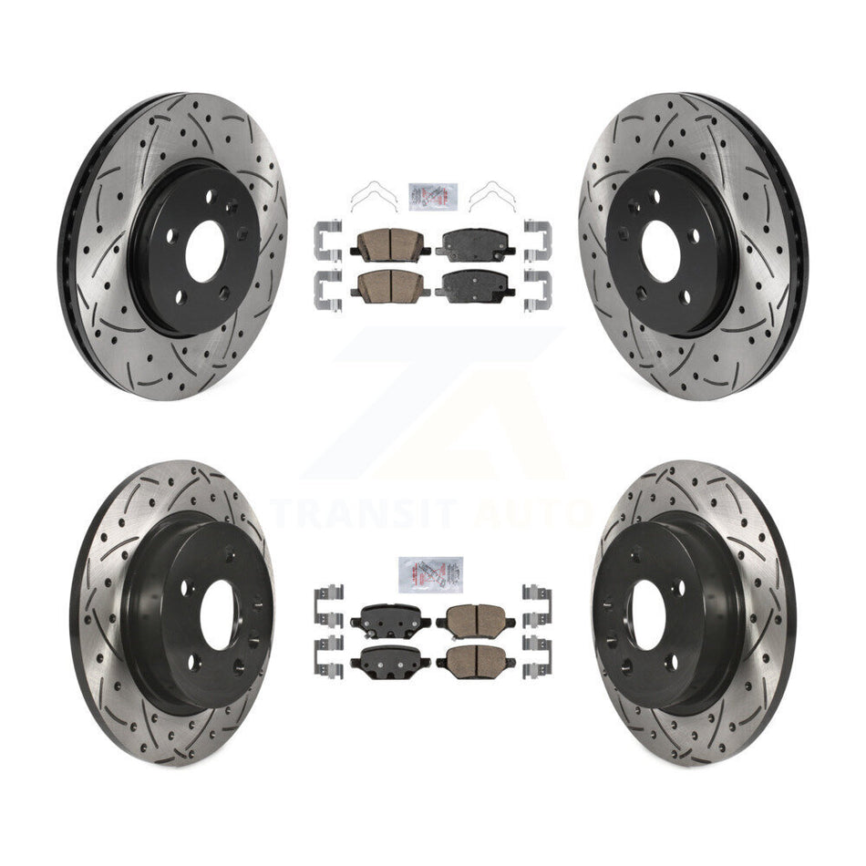 Front Rear Ceramic Pad Drilled Slot Disc Brake Rotors Kit For Buick Encore Chevrolet Trax KDA-101416