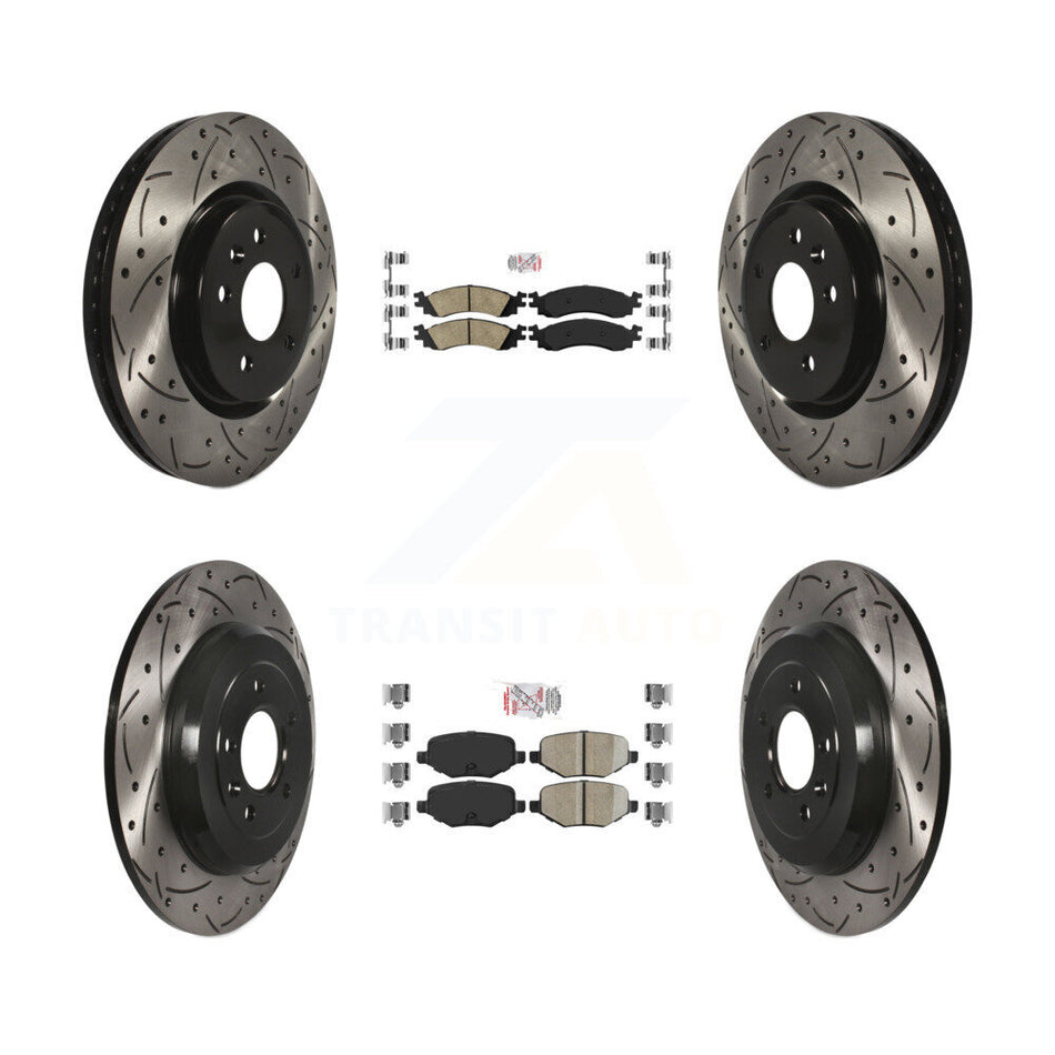 Front Rear Ceramic Pad Coat Drill Slot Disc Brake Rotor Kit For 2010-2012 Ford Taurus SHO KDA-101420