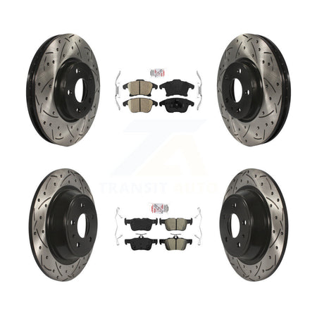 Front Ceramic Rear Semi-Metallic Pad Drilled Slot Brake Rotor Kit For Ford Fusion Lincoln KDA-101432