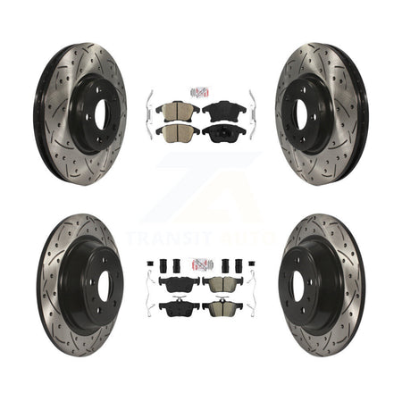 Front Ceramic Rear Semi-Metallic Pad Drilled Slot Brake Rotor Kit For Ford Fusion Lincoln KDA-101433