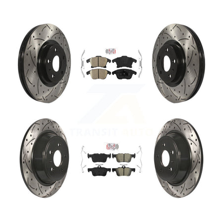 Front Ceramic Rear Semi-Metallic Pad Drilled Slot Brake Rotor Kit For Ford Fusion Lincoln KDA-101434