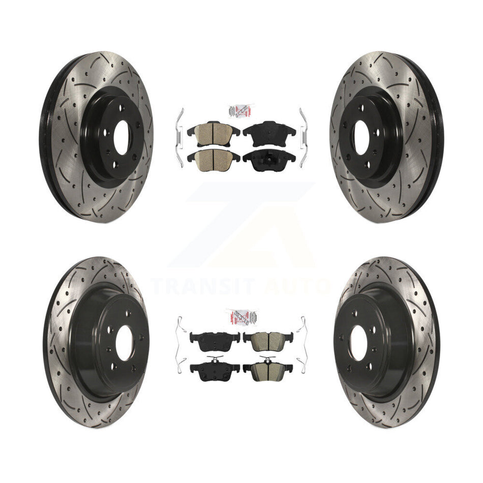 Front Ceramic Rear Semi-Metallic Pad Drilled Slot Brake Rotor Kit For Ford Fusion Lincoln KDA-101434