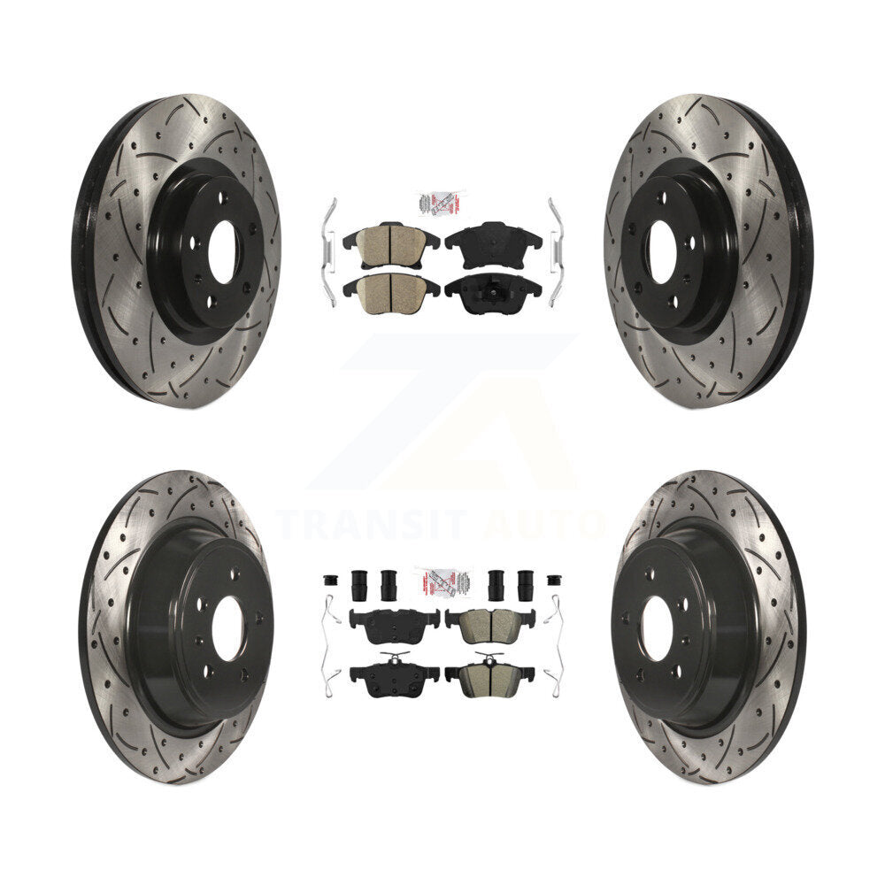Front Ceramic Rear Semi-Metallic Pad Drilled Slot Brake Rotor Kit For Ford Fusion Lincoln KDA-101435