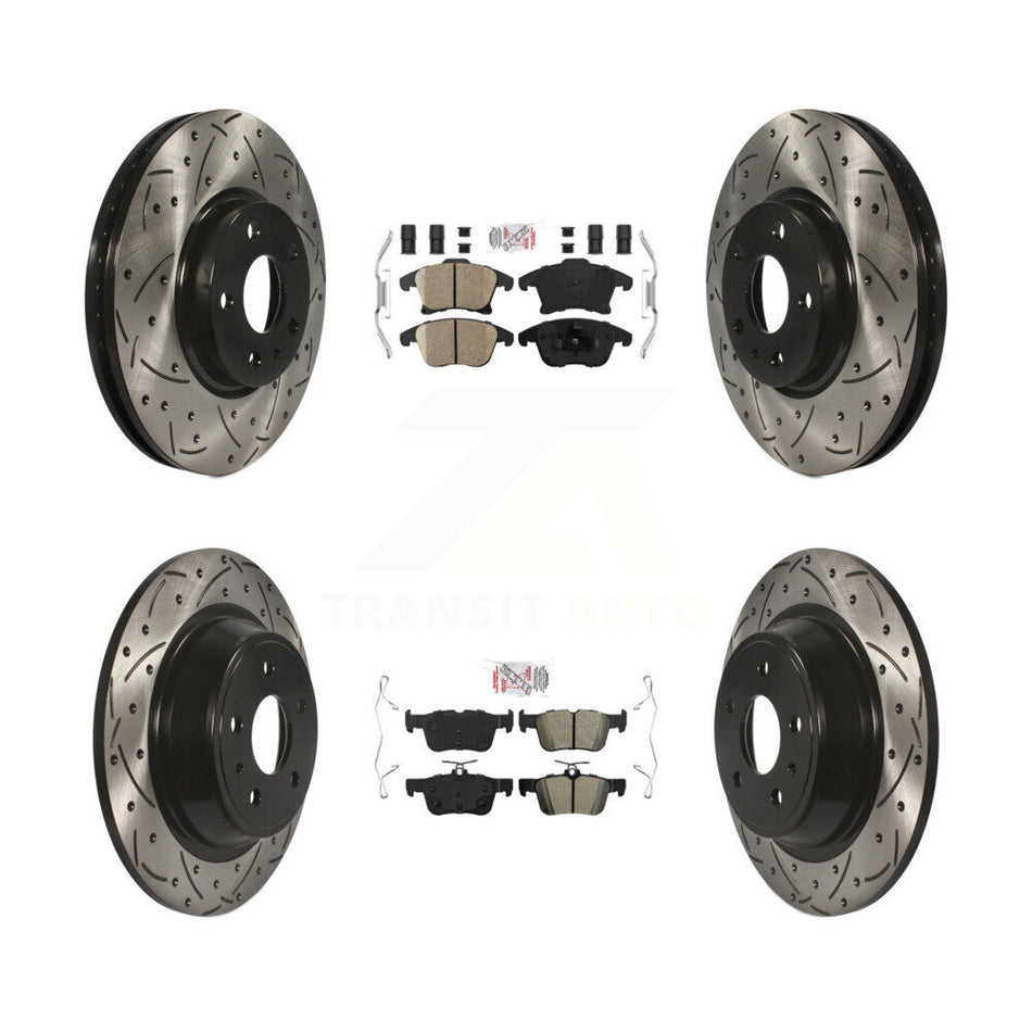 Front Ceramic Rear Semi-Metallic Pad Drilled Slot Brake Rotor Kit For Ford Fusion Lincoln KDA-101436