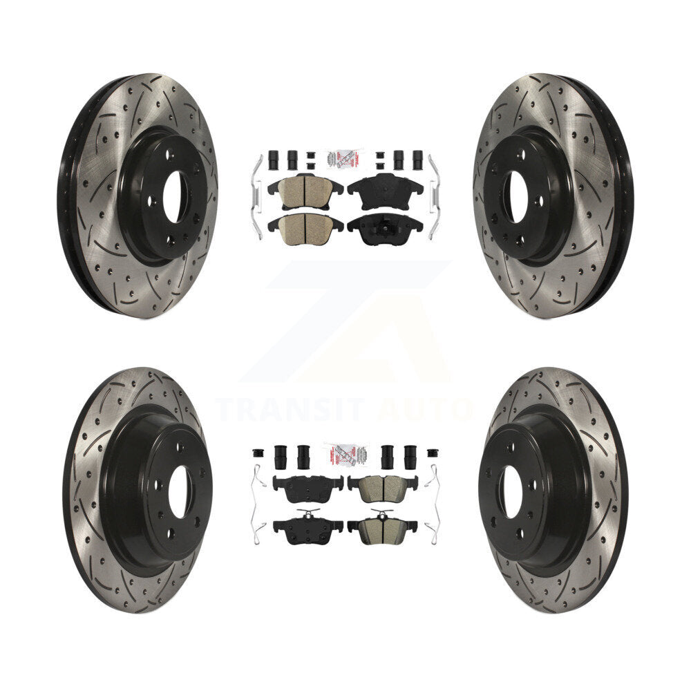 Front Ceramic Rear Semi-Metallic Pad Drilled Slot Brake Rotor Kit For Ford Fusion Lincoln KDA-101437