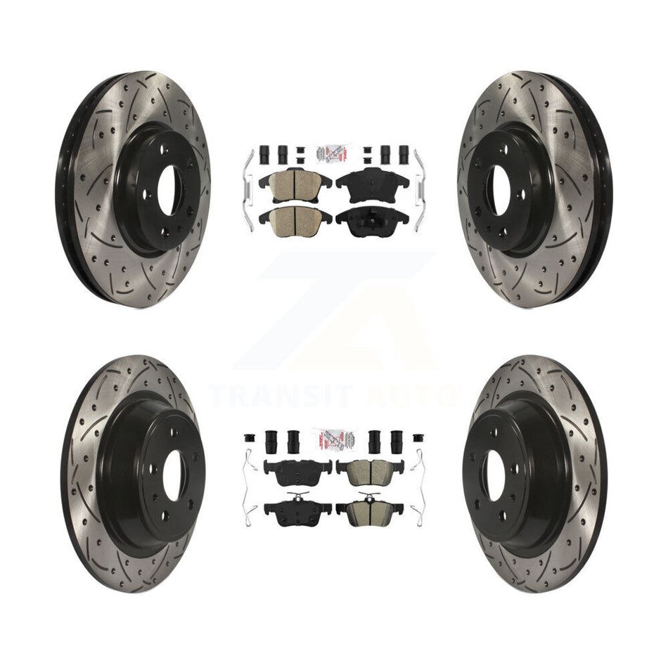 Front Ceramic Rear Semi-Metallic Pad Drilled Slot Brake Rotor Kit For Ford Fusion Lincoln KDA-101437