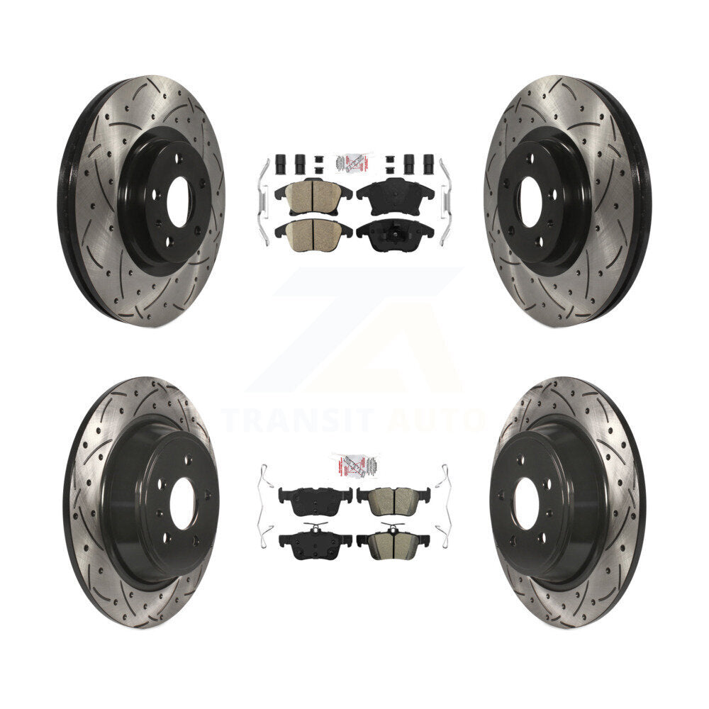 Front Ceramic Rear Semi-Metallic Pad Drilled Slot Brake Rotor Kit For Ford Fusion Lincoln KDA-101438