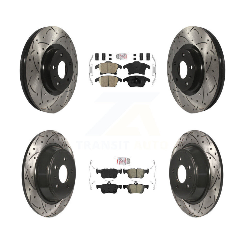 Front Ceramic Rear Semi-Metallic Pad Drilled Slot Brake Rotor Kit For Ford Fusion Lincoln KDA-101438