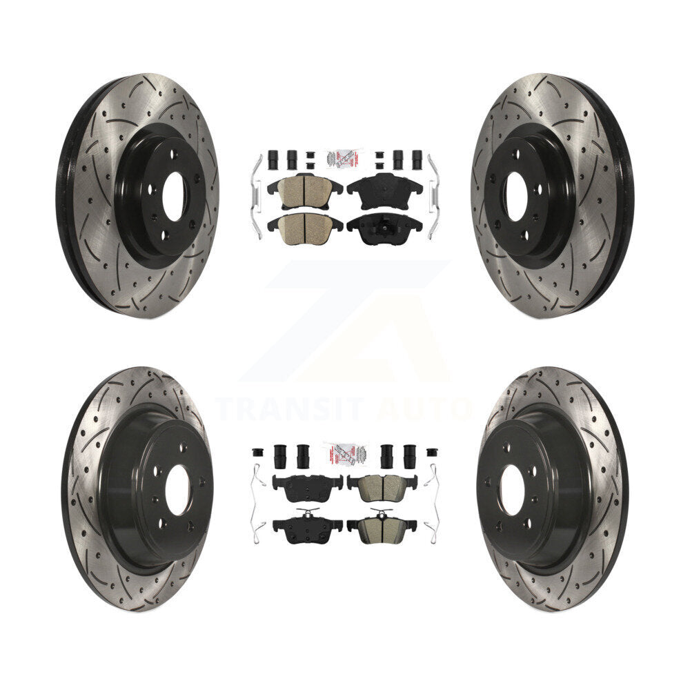Front Ceramic Rear Semi-Metallic Pad Drilled Slot Brake Rotor Kit For Ford Fusion Lincoln KDA-101439