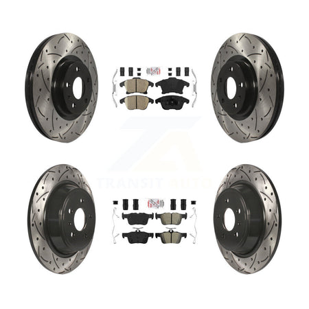 Front Ceramic Rear Semi-Metallic Pad Drilled Slot Brake Rotor Kit For Ford Fusion Lincoln KDA-101439