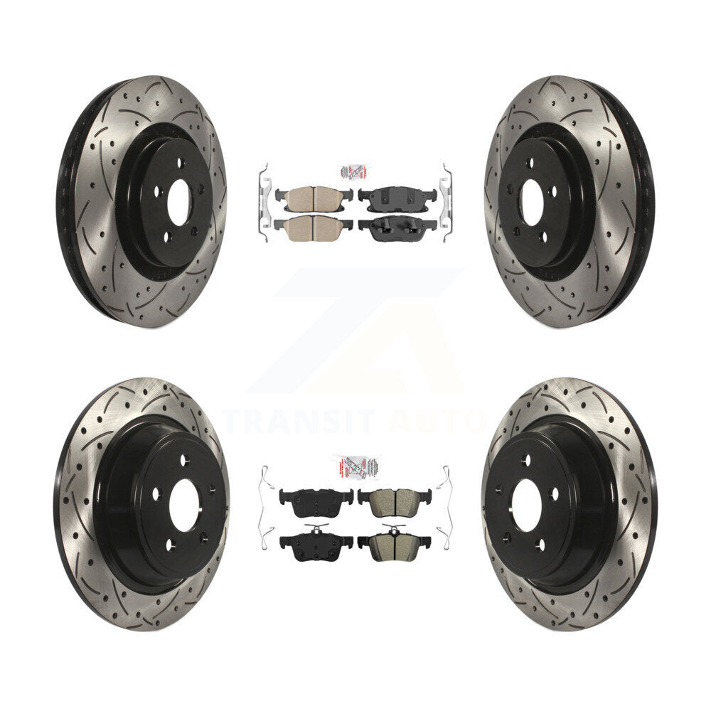 Front Ceramic Rear Semi-Metallic Pad Drilled Slot Brake Rotor Kit For Ford Fusion Lincoln KDA-101444
