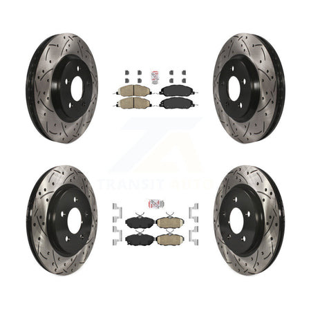 Front Rear Ceramic Pads And Coated Drilled Slotted Disc Brake Rotors Kit For Ford Mustang KDA-101452