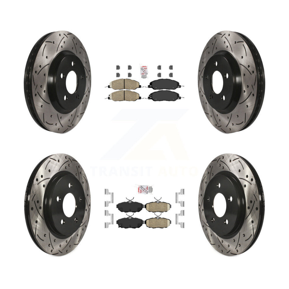 Front Rear Ceramic Pads And Coated Drilled Slotted Disc Brake Rotors Kit For Ford Mustang KDA-101452